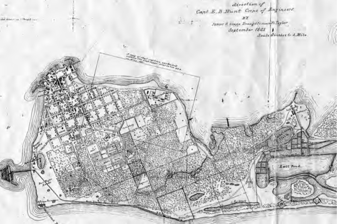 Map of the western part of Key West by the Army Corps of Engineers in September 1861. Photo credit: Monroe County Library.